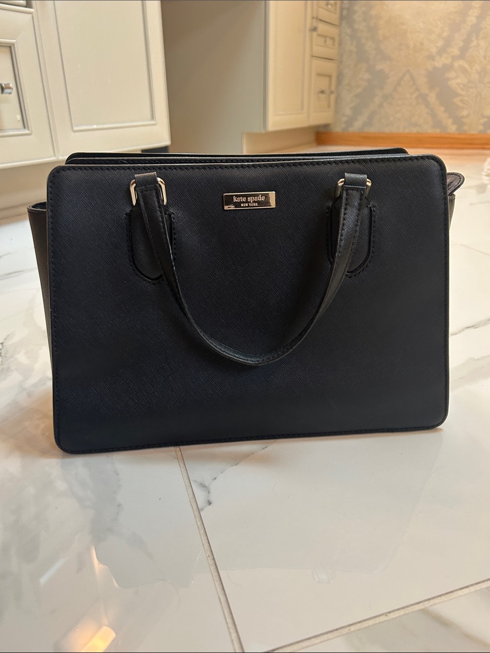 kate spade Black Structured Saffiano Satchel